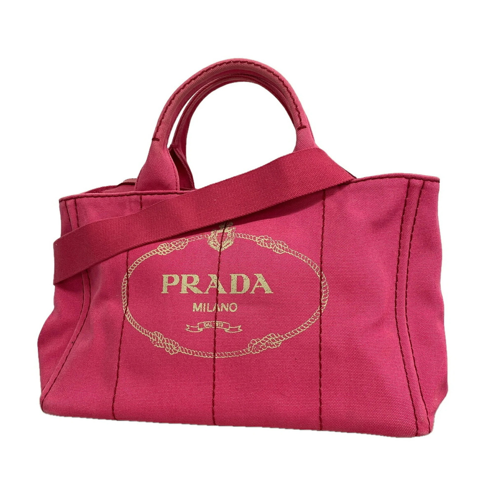 Prada Canapa Canvas Tote Bag, Pink, 2-way Bag for Women